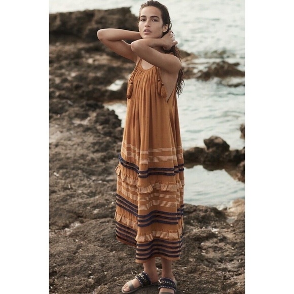 NWT!! Anthropologie COREY LYNN CALTER Serena Trapeze Dress Tiered Maxi Large - Picture 1 of 13